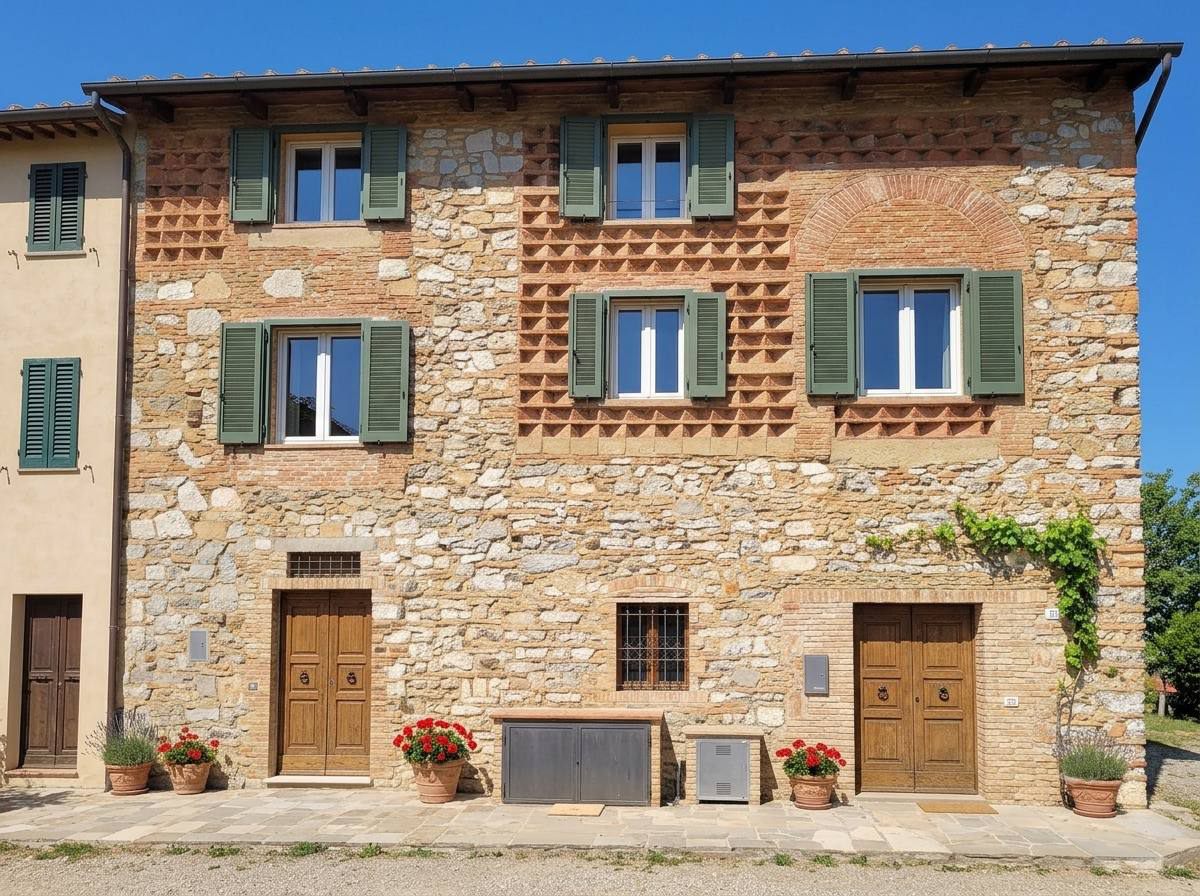 Prospetto principale del casale restaurato