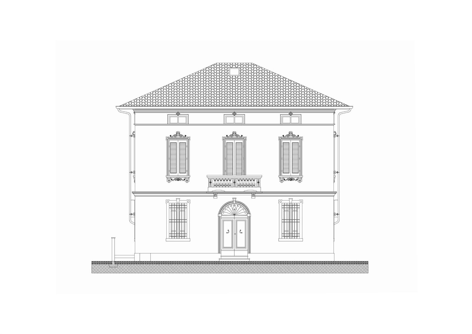 Prospetto di progetto della villa storica